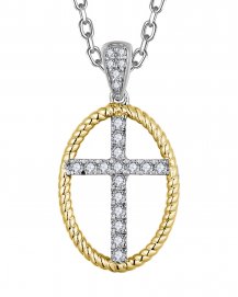 OVAL STYLE CROSS DIAMOND PENDANT (TP3805)